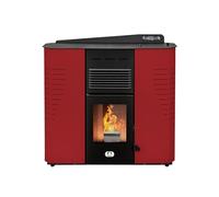 STUFE A PELLET ITALIA Marmolada 14 KW - Stufa ad Aria Ventilata Efficienza 92% Scalda 130m² Autonomia 19H Programmabile 5 Velocità e Potenze Design Compatto Programmabile Garanzia 24 Mesi Rosso