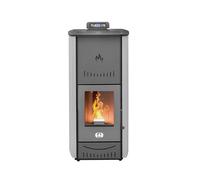 STUFE A PELLET ITALIA New York 20 Kw - Stufa a Pellet Idro Produce Calore e Acqua Calda Efficienza 90% Scalda 120m² Autonomia 22H Programmabile Garanzia 24 Mesi Grigio