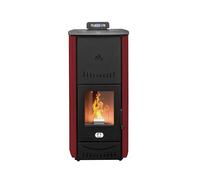 STUFE A PELLET ITALIA New York 20 Kw WiFi - Stufa a Pellet Idro Produce Calore e Acqua Calda Efficienza 90% Scalda 120m² Controllo Remoto WiFi Autonomia 22H Programmabile Garanzia 24 Mesi Rosso