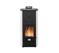 STUFE A PELLET ITALIA New York 24 Kw - Stufa a Pellet Idro Produce Calore e Acqua Calda Efficienza 92% Scalda 180m² Autonomia 22H Programmabile Garanzia 24 Mesi Bianco