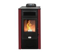STUFE A PELLET ITALIA San Diego 14 Kw - Stufa ad Aria Ventilata Efficienza 92% Scalda 130m² Autonomia 20H Programmabile 5 Velocità e Potenze Garanzia 24 Mesi Rosso