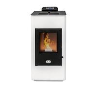 STUFE A PELLET ITALIA Super 12 KW Canalizzata 5 Stelle - Stufa a Pellet ad Aria Ventilata Efficienza 91% Scalda 120m² Autonomia 15H Programmabile 5 Velocità e Potenze Garanzia 24 Mesi Bianco