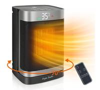 Stufetta Elettrica Basso Consumo da Bagno, Termoconvettore Portatile con Telecomando, Timer 24 ore, Oscillazione a 70°, 4 Modalità, Riscaldamento Ceramico da 1500W PTC ABS