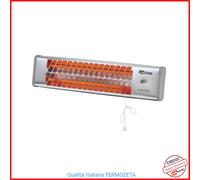 Termozeta - TZR04 Stufa al quazo Airzeta sun IP24 interruttore a tirante 2 selettori di potenza 600W 1200 Watt Supporto a muro orientabile kit di fissaggio incluso