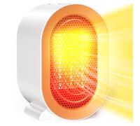 Stufetta Elettrica Basso Consumo, Termoventilatore in ceramica PTC da 1200W, 2 Livelli di Potenza, Protezione da Surriscaldamento e Ribaltamento, Portatile e Silenzioso, Adatto Casa e Ufficio Bianco