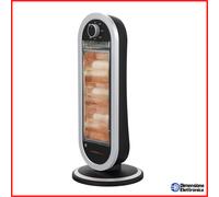 Melchioni Family | Stufa Alogena Elettrica con 3 Resistenze, 1200w, Funzione di Oscillazione, 3 Modalità di Potenza, Modello Sahara, Colore Nero/Silver