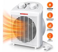 Stufetta Termoventilatore Caldo Bagno 2000W Termostato Regolabile 3 potenze