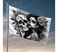 Stuff For Boys Room Day Of The Dead Bandiere con rose e teschi bandiere decorative per la casa sul lago decorazione della casa (60 x 90 cm)
