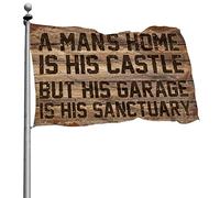 Stuff For Your Room A Man's Home Is His Castle But His Garage Is His Sanctuary Bandiera per camera da letto Bandiere per portico (120 x 180 cm)