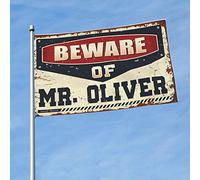 Stuff For Your Room Beware Of Mr. Oliver, divertente bandiera da parete per marito, 120 x 180 cm