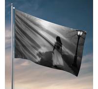 Stuff For Your Room Misty Pathway: una figura solitaria nella nebbia bandiera decorazione per la stanza da uomo Deck Decor (120 x 180 cm)