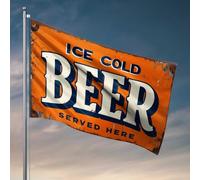 Stuff For Your Room - Targa vintage con scritta "Ice Cold Beer Served Here", decorazione per bar all'aperto (152 x 244 cm)