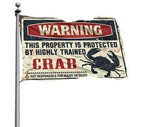 Stuff For Your Room Warning This Property Is Protected By A Highly Trained Crab Flag Camera da letto Bandiere Portico Cartello (60 x 90 cm)