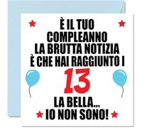 Stuff4 13° Biglietto Auguri Compleanno per Uomo Donne - Brutta Notizie - Cartoline di Buon Compleanno per 13 Anni Fratello Sorella Figlio Figlia, 145mm Tredici Tredicesimo Compleanno