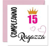 Stuff4 15° Biglietto Auguri Compleanno per Ragazze - Ragazza del Compleanno - Cartoline di Buon Compleanno per 15 Anni Ragazza Figlia Sorella Nipotina Cugino, 145mm Quindici Compleanno