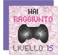 Stuff4 15° Biglietto Auguri Compleanno Videogiochi Ragazze - Hai Raggiunto Livello 15 - Cartoline di Buon Compleanno 15 Anni Ragazza Figlia Nipote Sorella Cugina 145mm Compleanno