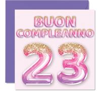 Stuff4 23° Biglietto Auguri Compleanno per Donne - Palloncini Glitter Rosa Viola - Cartoline di Buon Compleanno per 23 Anni Donna Figlia Sorella Zia, 145mm Ventitré Ventitreesimo Compleanno