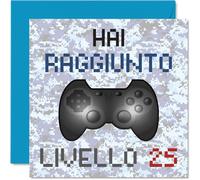 Stuff4 25° Biglietto Auguri Compleanno Videogiochi Uomini | Hai Raggiunto Livello 25