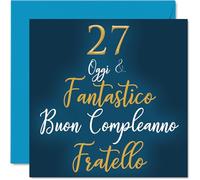 Stuff4 27° Biglietto Auguri Compleanno per Fratello - Fantastici - Cartoline di Buon Compleanno per 27 Anni Uomo Fratello Uomini, 145mm Ventisette Ventisettesimo Compleanno
