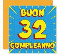 Stuff4 32° Biglietto Auguri Compleanno per Uomo - Fumetti - Cartoline di Buon Compleanno per 32 Anni Uomo Figlio Fratello Zio, 145mm Trentadue Compleanno