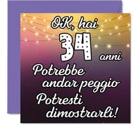 Stuff4 34° Biglietto Auguri Compleanno Uomo Donne, Potrebbe Andar Peggio