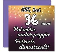 Stuff4 36° Biglietto Auguri Compleanno per Uomo Donne - Potrebbe Andar Peggio - Cartoline di Buon Compleanno per 36 Anni Fratello Sorella Zio Zia, 145mm Trentasei Trentaseiesimo Compleanno
