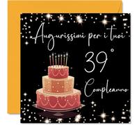 Stuff4 39° Biglietto Auguri Compleanno per Donne - Elegante e Alla Moda - Cartoline di Buon Compleanno per 39 Anni Donna Figlia Sorella Zia, 145mm Trentanove Compleanno