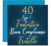 Stuff4 40° Biglietto Auguri Compleanno per Fratello - Fantastici - Cartoline di Buon Compleanno per 40 Anni Uomo Fratello Uomini, 145mm Quaranta Quarantesimo Compleanno