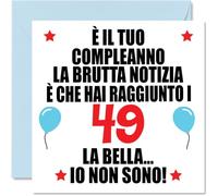Stuff4 49° Biglietto Auguri Compleanno per Uomo Donne - Brutta Notizie - Cartoline di Buon Compleanno per 49 Anni Fratello Sorella Zio Zia, 145mm Quarantanove Quarantanovesimo Compleanno