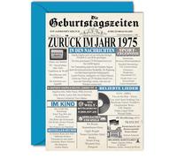 Stuff4 50° Biglietti di compleanno per uomini e donne - Indietro nel 1975 giornale - 50 Buon Compleanno Anniversario Matrimonio Biglietto Vintage Annata Nato 1975 A5 Biglietti d'auguri