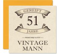 Stuff4 51° biglietto di compleanno per uomini - vintage uomo - Buon compleanno per 51 anni uomo papà nonno zio 145 mm cinquantuno cinquantuno cinquanta primi biglietti di auguri di compleanno