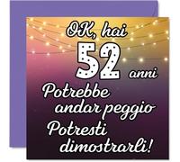 Stuff4 52° Biglietto Auguri Compleanno per Uomo Donne - Potrebbe Andar Peggio - Cartoline di Buon Compleanno per 52 Anni Papà Mamma Zio Zia, 145mm Cinquantadue Cinquantaduesimo Compleanno