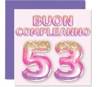 Stuff4 53° Biglietto Auguri Compleanno Donne - Palloncini Glitter Rosa Viola - Cartoline di Buon Compleanno 53 Anni Donna Mamma Nonna Zia 145mm Cinquantatre Cinquantatreesimo Compleanno