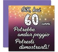 Stuff4 60° Biglietto Auguri Compleanno per Uomo Donne - Potrebbe Andar Peggio - Cartoline di Buon Compleanno per 60 Anni Papà Mamma Zio Zia, 145mm Sessanta Sessantesimo Compleanno