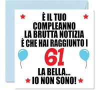 Stuff4 61° Biglietto Auguri Compleanno per Uomo Donne - Brutta Notizie - Cartoline di Buon Compleanno per 61 Anni Papà Mamma Zio Zia, 145mm Sessantuno Sessantunesimo Compleanno