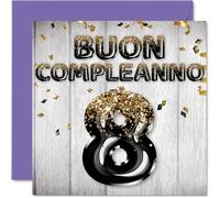Stuff4 8° Biglietto Auguri Compleanno per Ragazzi - Palloncini Glitter Oro Nero - Cartoline di Buon Compleanno per 8 Anni Ragazzo Figlio Fratello Nipote Cugino, 145mm Otto Ottavo Compleanno