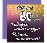 Stuff4 80° Biglietto Auguri Compleanno per Uomo Donne - Potrebbe Andar Peggio - Cartoline di Buon Compleanno per 80 Anni Papà Mamma Nonna Nonno, 145mm Ottanta Ottantesimo Compleanno