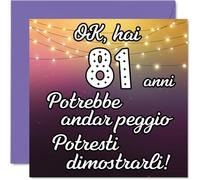 Stuff4 81° Biglietto Auguri Compleanno per Uomo Donne - Potrebbe Andar Peggio - Cartoline di Buon Compleanno per 81 Anni Papà Mamma Nonna Nonno, 145mm Ottantuno Ottantunesimo Compleanno