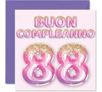 Stuff4 88° Biglietto Auguri Compleanno Donne - Palloncini Glitter Rosa Viola - Cartoline di Buon Compleanno 88 Anni Donna Mamma Bisnonna Nonna 145mm Ottantotto Ottantottesimo Compleanno