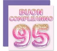 Stuff4 95° Biglietto Auguri Compleanno Donne - Palloncini Glitter Rosa Viola - Cartoline di Buon Compleanno 95 Anni Donna Mamma Bisnonna Nonna 145mm Novantacinque Novantacinquesimo Compleanno