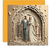 Affascinante biglietto di congratulazioni matrimonio musulmano islamico Nikah - Nikkah Mubarak - splendido biglietto di nozze donne e uomini lei 145 mm biglietti di auguri di matrimonio