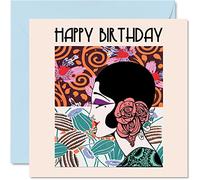 Stuff4 Bellissimi biglietti di compleanno per donne e lei, ragazza Art Déco, biglietto di auguri di buon compleanno per mamma, sorella, figlia, zia, tata, nonna, amica, 145 mm x 145 mm