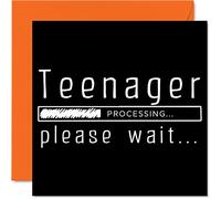 Biglietti compleanno divertenti ragazzi e ragazze con scritta in lingua inglese "Teenager Processing Please Wait" biglietto auguri 145mm divertenti biglietti auguri compleanno