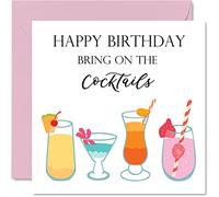 Stuff4 Biglietti di auguri di compleanno uomo e donna con scritta in lingua inglese Bring on the Cocktails mamma sorella figlia zia nonna amica collega 145mm 30° 40° 50°