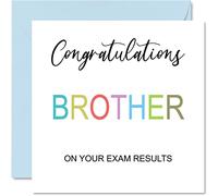 Stuff4 Biglietti di auguri di congratulazioni fratello - On Your Exams - Proud of You Card Congratulations Graduation Exam Results School College Exams GCSE A Level Uni 145mm Well Done