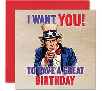 Stuff4 Biglietti di auguri divertenti uomini e donne - Uncle Sam USA Army Poster - Biglietto di auguri mamma papà fratello sorella nonna bambinaia 145 mmx145 mm 30° 40° 50° 60° 70° 80° Bday