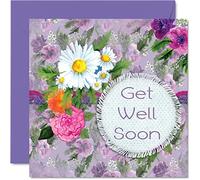 Biglietti di auguri donne e lei con fiori di margherita e scritta "Get Well Soon" uomini e lui biglietto di recupero rapido 145mm biglietti di auguri amici fratelli