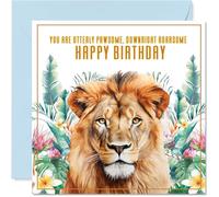 Biglietti di compleanno con leone uomini e donne - Roarsome - animale 145mm biglietto di auguri mamma papà sorella fratello figlia zio zia migliore amico collega di lavoro