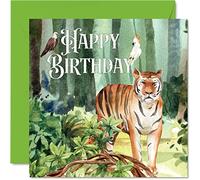 Stuff4 Biglietti di compleanno con tigre uomini e donne motivo: animali selvatici della giungla tigre della giungla biglietto di compleanno figlio figlia fratello sorella mamma papà zia