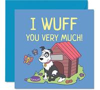 Stuff4 Biglietti di compleanno dal cane con scritta I Wuff You Very Much biglietto di auguri di buon compleanno da Doggie mamma o papà divertente regalo la mamma 145mm festa